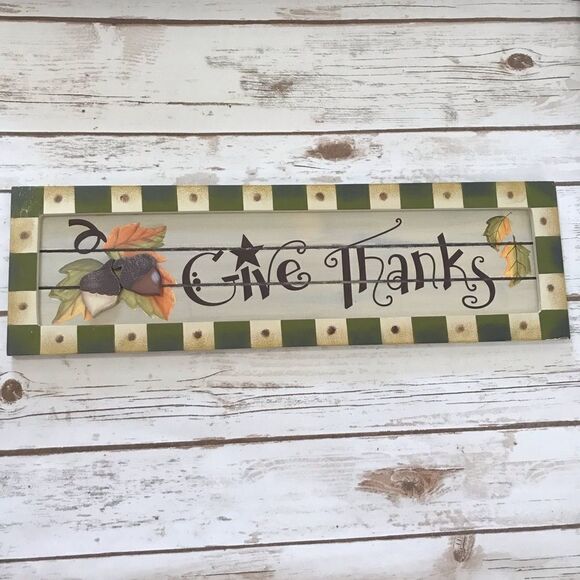 Sign Give Thanks Wooden Sign - Picture 10 of 11